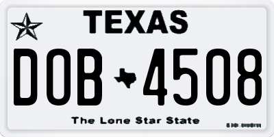 TX license plate DOB4508