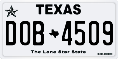 TX license plate DOB4509