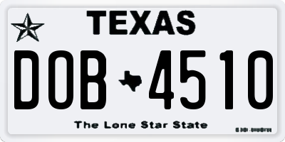 TX license plate DOB4510