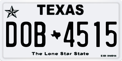 TX license plate DOB4515