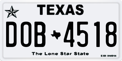 TX license plate DOB4518