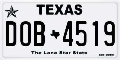 TX license plate DOB4519