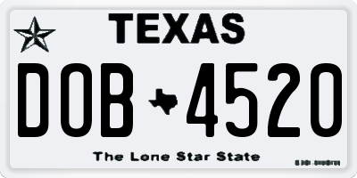 TX license plate DOB4520