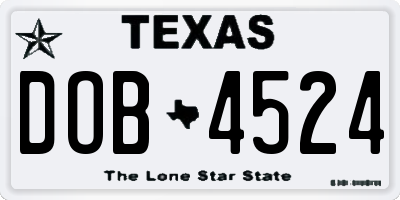 TX license plate DOB4524