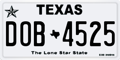 TX license plate DOB4525