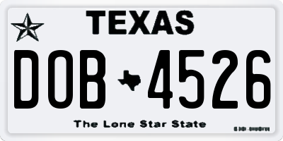 TX license plate DOB4526
