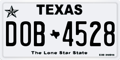 TX license plate DOB4528