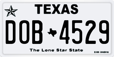 TX license plate DOB4529