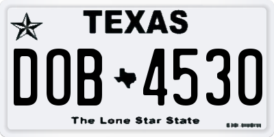 TX license plate DOB4530