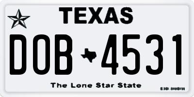 TX license plate DOB4531