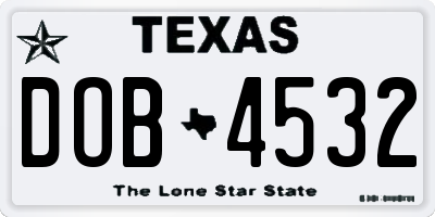 TX license plate DOB4532