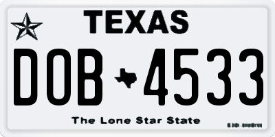 TX license plate DOB4533
