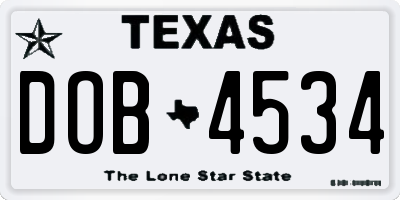 TX license plate DOB4534
