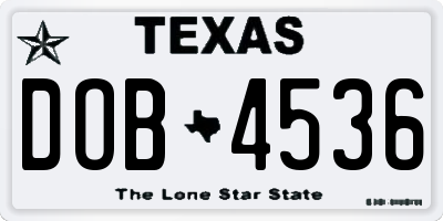 TX license plate DOB4536