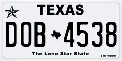 TX license plate DOB4538