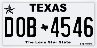 TX license plate DOB4546