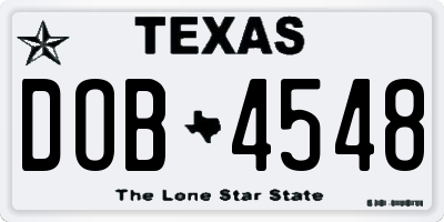 TX license plate DOB4548