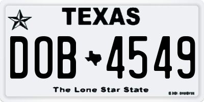 TX license plate DOB4549