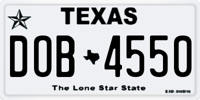 TX license plate DOB4550