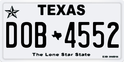 TX license plate DOB4552