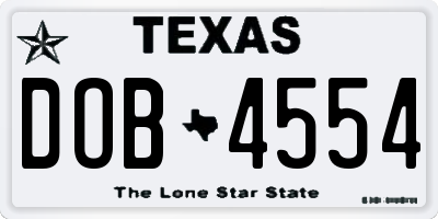 TX license plate DOB4554
