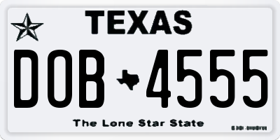 TX license plate DOB4555