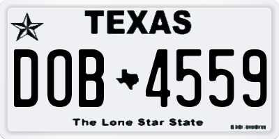 TX license plate DOB4559