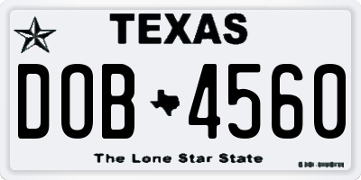 TX license plate DOB4560