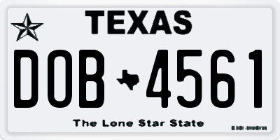 TX license plate DOB4561