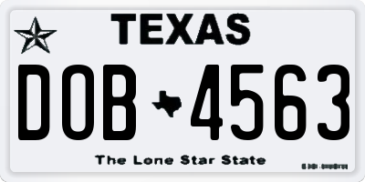 TX license plate DOB4563