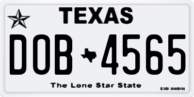TX license plate DOB4565