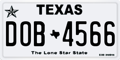 TX license plate DOB4566