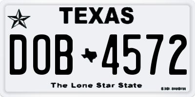TX license plate DOB4572