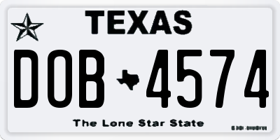 TX license plate DOB4574