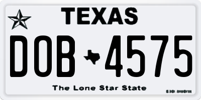TX license plate DOB4575