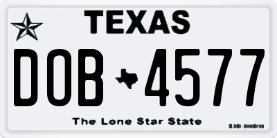 TX license plate DOB4577