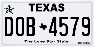 TX license plate DOB4579
