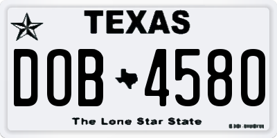 TX license plate DOB4580