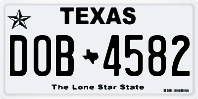 TX license plate DOB4582