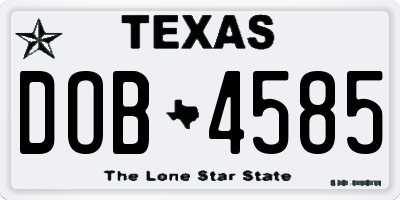 TX license plate DOB4585