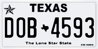 TX license plate DOB4593