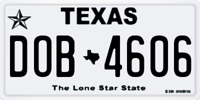 TX license plate DOB4606