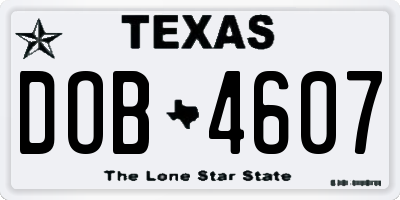 TX license plate DOB4607