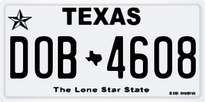 TX license plate DOB4608