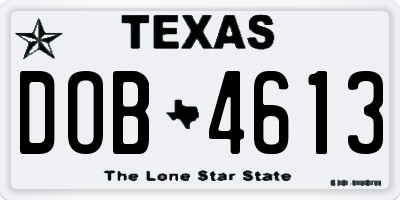 TX license plate DOB4613