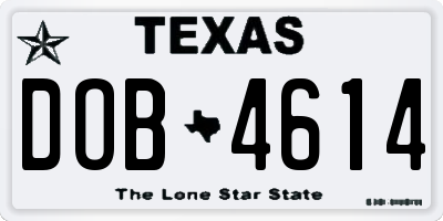 TX license plate DOB4614