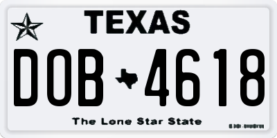 TX license plate DOB4618