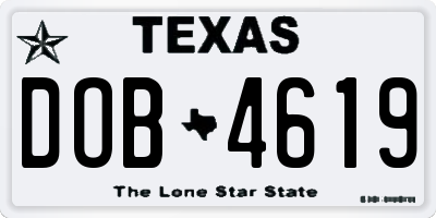 TX license plate DOB4619