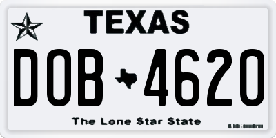 TX license plate DOB4620