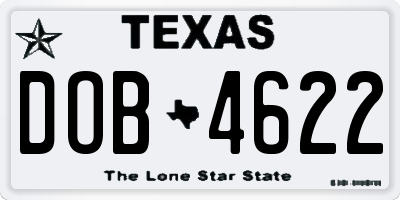 TX license plate DOB4622